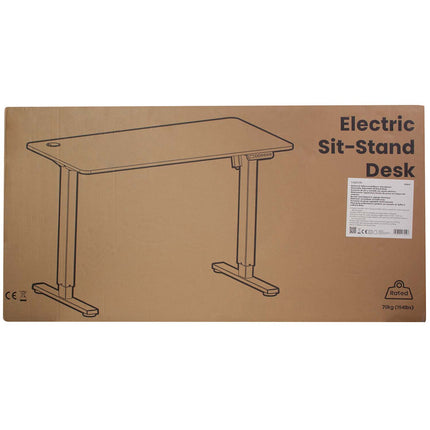 LogiLink Electric Height-Adjustable Desk 1200 x 600 mm, Black/Brown, 70 kg Load