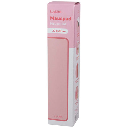LogiLink Mouse Pad 22 x 25 cm with Non-Slip Rubber Base, Pink, Stitched Edges