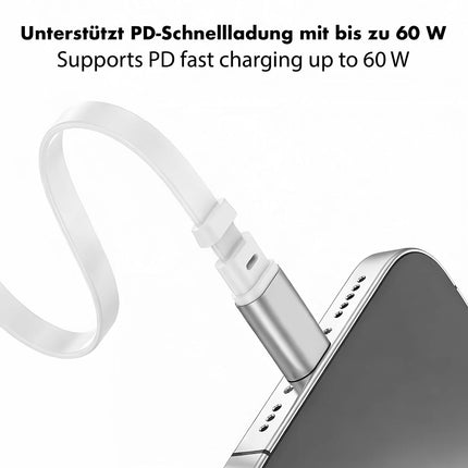 LogiLink Retractable USB-C Cable 1 m, 60W Fast Charging, White, Magnetic Ends