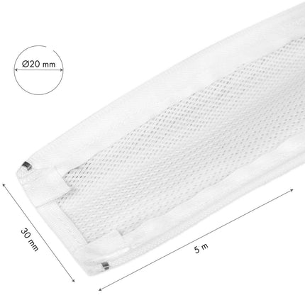 LogiLink Zip Cable Sleeve 30 mm x 5 m with 360° Protection, White, Braided