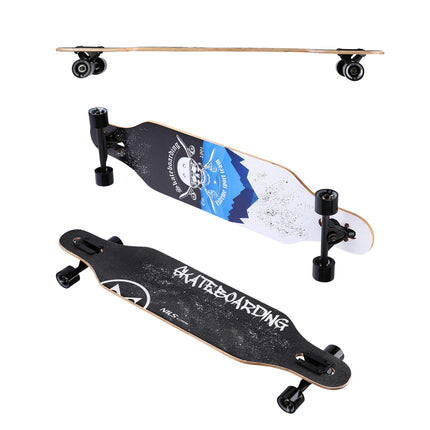 Longboard – Totenkopf-Design, Holzdeck