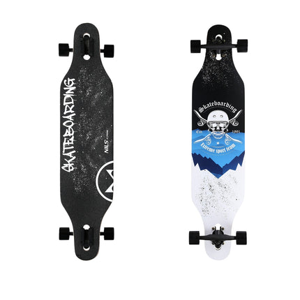 Longboard – Totenkopf-Design, Holzdeck
