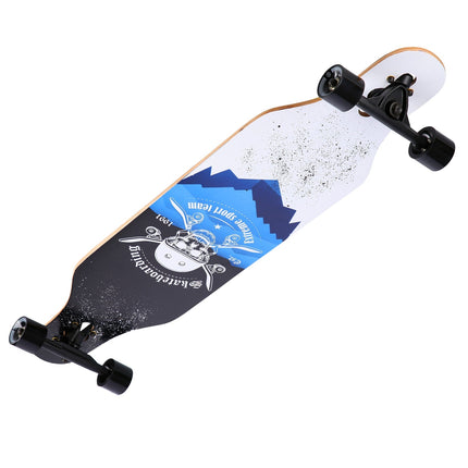 Longboard – Totenkopf-Design, Holzdeck