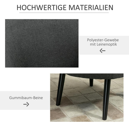 Moderner Loungesessel aus grauem Leinenimitat, Holzrahmen
