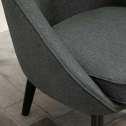 Moderner Loungesessel aus grauem Leinenimitat, Holzrahmen