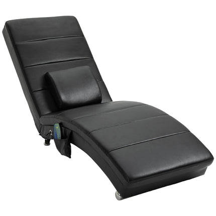 Massage lounge chair, high backrest, artificial leather, black