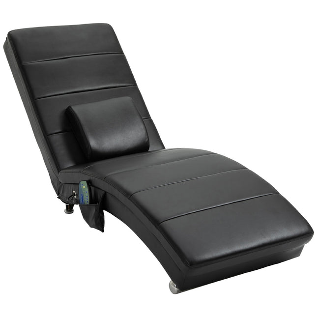 Massageliegesessel, hohe Rückenlehne, Kunstleder, schwarz