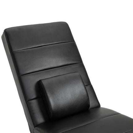 Massage lounge chair, high backrest, artificial leather, black