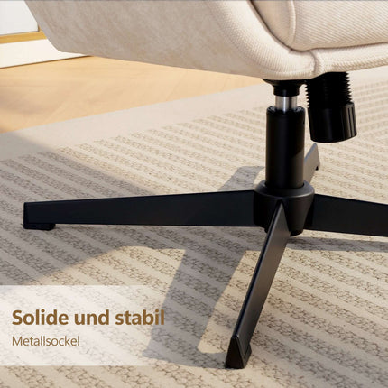 Loungesessel mit Ottoman, hoher Rückenlehne, Metallfuß, Beige