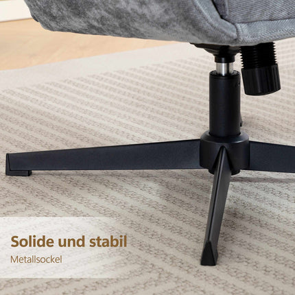 Loungesessel mit Ottoman, hoher Rückenlehne, Metallfuß, Grau