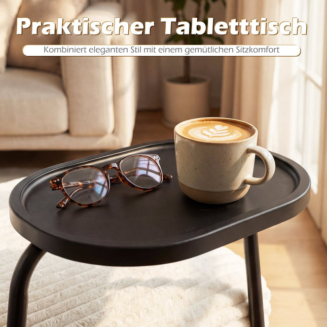 Loungesessel mit Tablett, beiger Cord, Metallrahmen