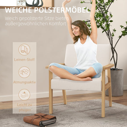 Sessel mit Armlehnen, Polsterung, Cremeweiß, 64x70x72 cm