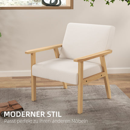 Sessel mit Armlehnen, Polsterung, Cremeweiß, 64x70x72 cm