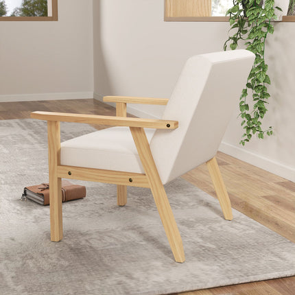 Sessel mit Armlehnen, Polsterung, Cremeweiß, 64x70x72 cm