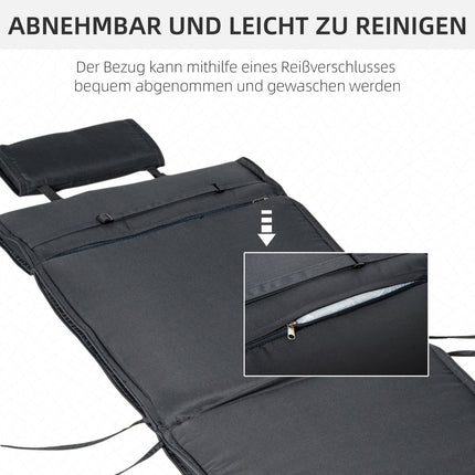 Gartenstuhlauflage, grau, abnehmbares Kissen, 198x53x5 cm