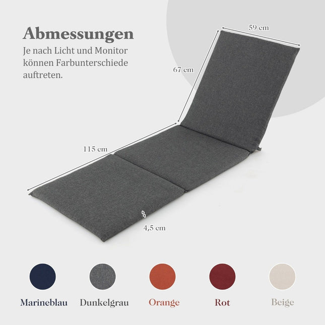 Liegenauflage Auflage für Sonnenliege Polsterauflage für Gartenliege 182 x 59 x 4,5 cm Dunkelgrau