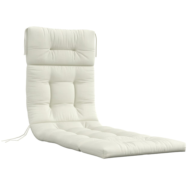 Cremeweißes Gartenstuhlpolster, Polyester, 200x60x13cm