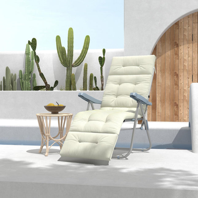 Cremeweißes Gartenstuhlpolster, Polyester, 200x60x13cm