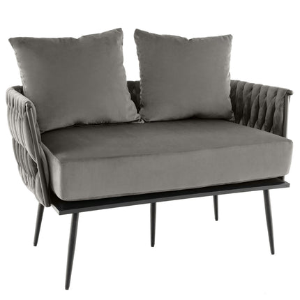 Loveseat-Sofa, Bezug aus holländischem Samt, Grau, 158 kg