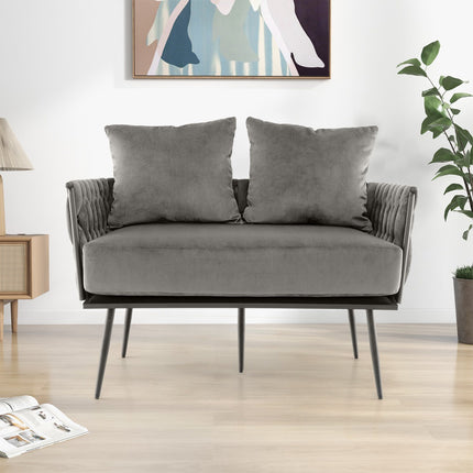 Loveseat-Sofa, Bezug aus holländischem Samt, Grau, 158 kg