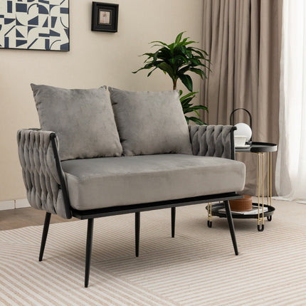 Loveseat-Sofa, Bezug aus holländischem Samt, Grau, 158 kg