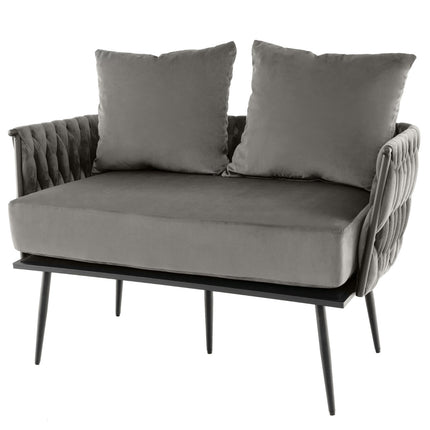 Loveseat-Sofa, Bezug aus holländischem Samt, Grau, 158 kg