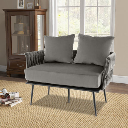 Loveseat-Sofa, Bezug aus holländischem Samt, Grau, 158 kg