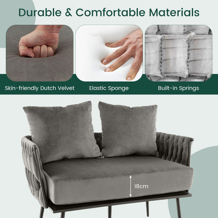 Loveseat-Sofa, Bezug aus holländischem Samt, Grau, 158 kg
