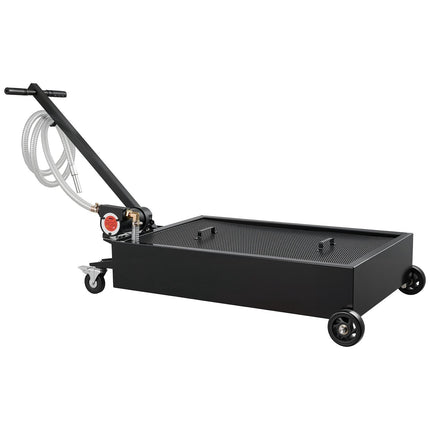 Low Profile Oil Drain Pan, 15 Gallon, Rolling 12V Pump