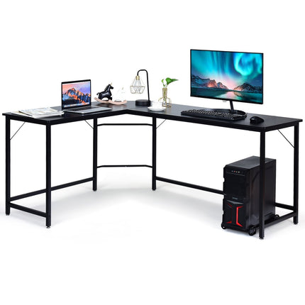 L-Form Computertisch PC Eckschreibtisch Winkelschreibtisch Schwarz/Natur 168 x 125 x 74 cm-Schwarz