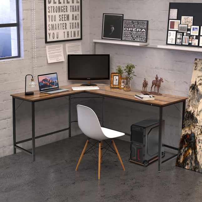 L-Form Computertisch PC Eckschreibtisch Winkelschreibtisch Schwarz/Natur 168 x 125 x 74 cm Kaffee