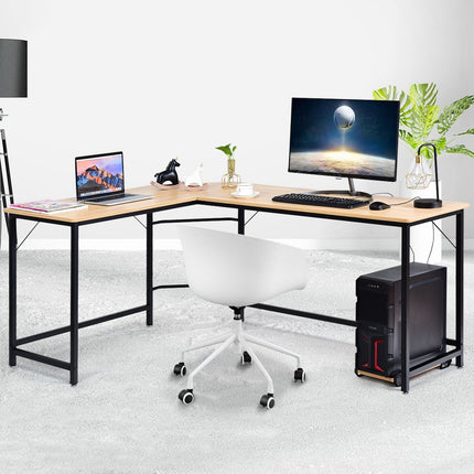L-Form Computertisch PC Eckschreibtisch Winkelschreibtisch Schwarz/Natur 168 x 125 x 74 cm-Natur