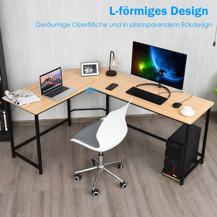 L-Form Computertisch PC Eckschreibtisch Winkelschreibtisch Schwarz/Natur 168 x 125 x 74 cm-Natur