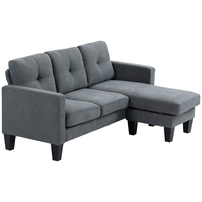 L-förmiges Ecksofa mit Récamiere, die beidseitig montiert werden kann, gepolstertes Sofa, dunkelgrau