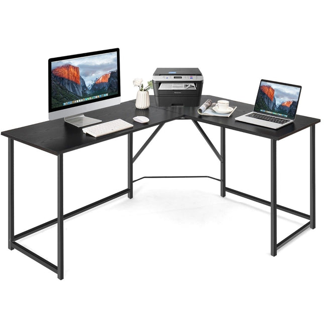 L-förmiger Schreibtisch mit runder Ecke moderner Computertisch 148 × 120 × 75 cm schwarz