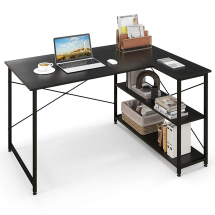 L-Form Schreibtisch Eck-Computertisch mit Ablagefächern Bürotisch 120 x 88 x 74,5 cm Schwarz