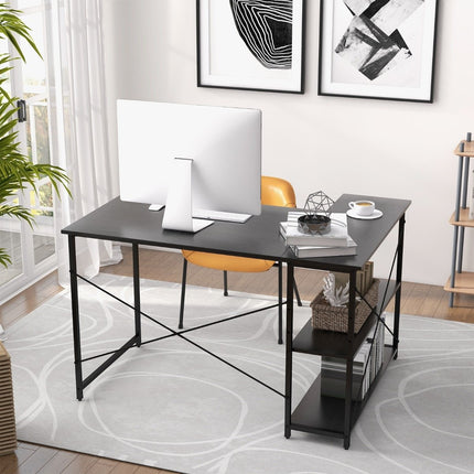 L-Form Schreibtisch Eck-Computertisch mit Ablagefächern Bürotisch 120 x 88 x 74,5 cm Schwarz