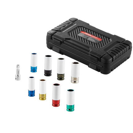 Lug Nut Impact Socket Set, 1/2in Drive, 8-Piece Metric SAE