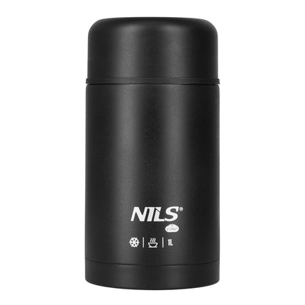 Lunch Thermos 1000ml, Black, Insulated Flask