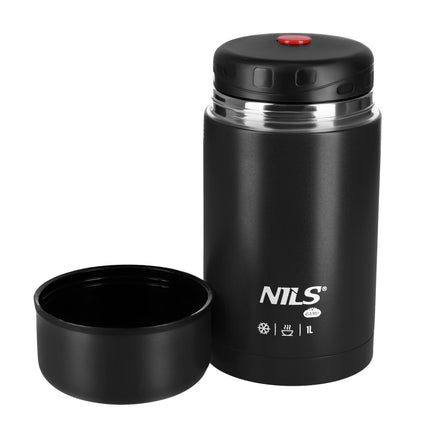 Lunch Thermos 1000ml, Black, Insulated Flask