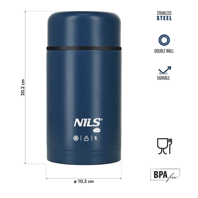 Essens-Thermoskanne 1000ml, blau, Isolierflasche