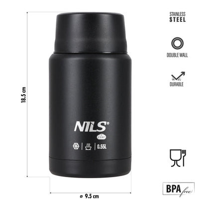 Lunch-Thermoskanne 550ml, schwarz, Edelstahl