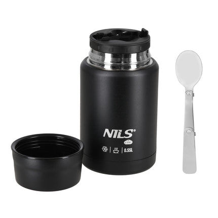 Lunch-Thermoskanne 550ml, schwarz, Edelstahl