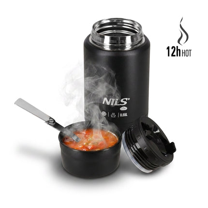 Lunch-Thermoskanne 550ml, schwarz, Edelstahl
