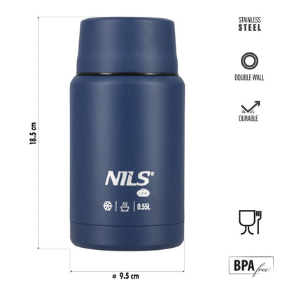Lunch-Thermoskanne 550ml Edelstahl, Blau