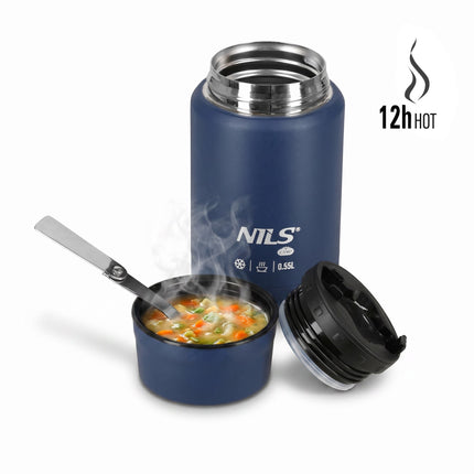 Lunch-Thermoskanne 550ml Edelstahl, Blau