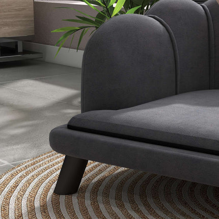 Luxury dog sofa, dark grey, wooden legs, 98.5x60.5x35.5 cm