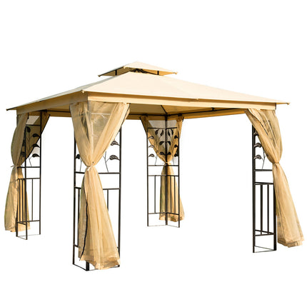 3x3m Beiges Gartenpavillonzelt - robustes Partyzelt