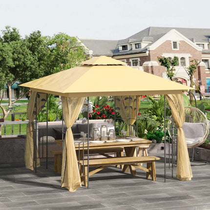 3x3m Beiges Gartenpavillonzelt - robustes Partyzelt