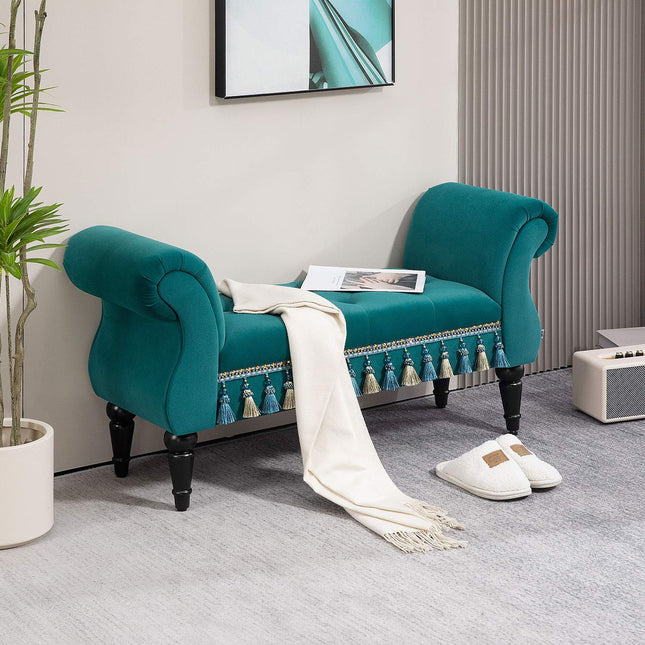 Luxuriöse Samtbank, graue Polsterung – Wohnzimmer/Schlafzimmer